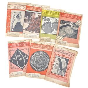 🧶 Vintage The Workbasket Magazine Lot 7 Crochet Doilies Needlework Retro Issues
